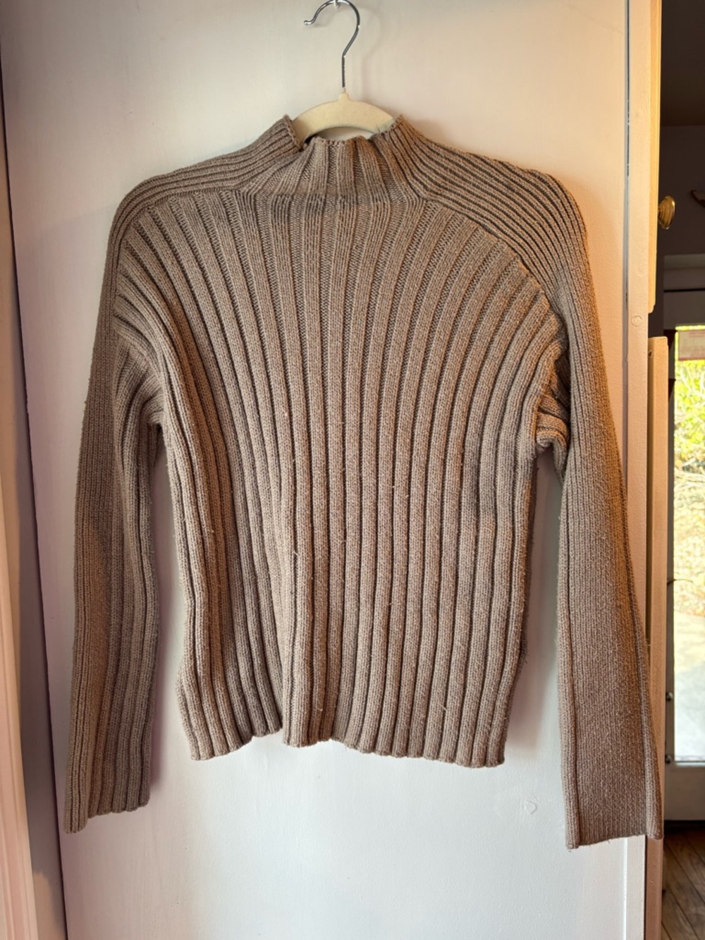 Abercrombie & Fitch Taupe Ribbed Mock Neck Sweater
